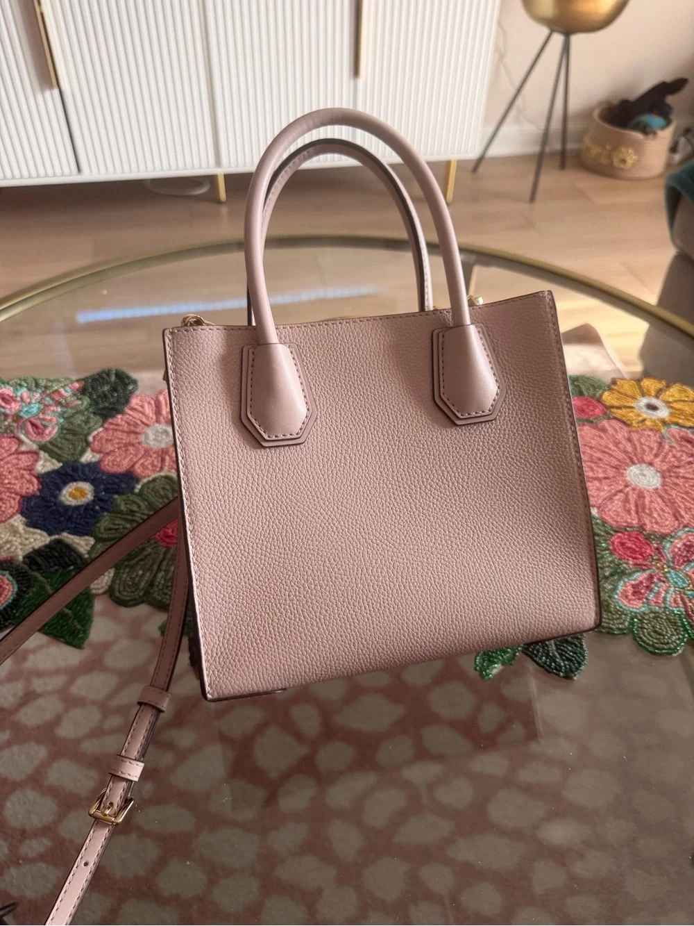 Michael Kors Blush Pink Pebbled Leather Crossbody Tote